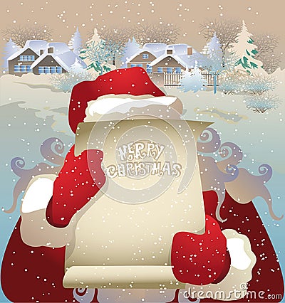 Retro Christmas card wishlist to Santa Vector Illustration