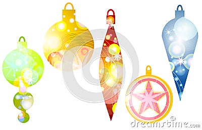 Retro Christmas Ornaments Cartoon Illustration