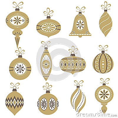 Retro Christmas ornaments Vector Illustration