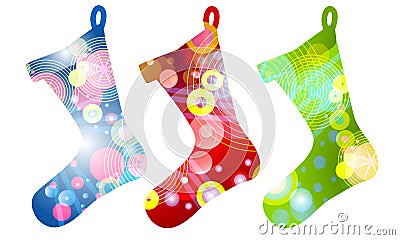 Retro Christmas Stockings Cartoon Illustration