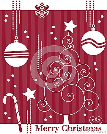 Retro Christmas Tree Card [1] Vector Illustration