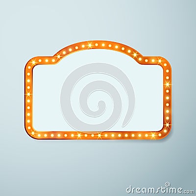 Retro cinema vintage old bulb frame sign Vector Illustration