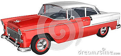 Retro Classic Car Illustration Isolated Cartoon Illustration