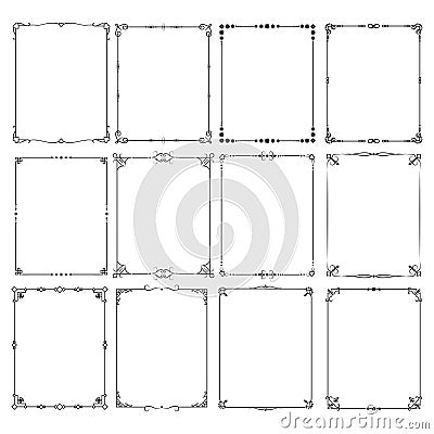 Retro classic elegant frame borders vector set for certificate and invitation design Vector Illustration