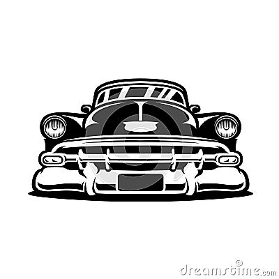 Retro classic hot rod car vector image illustration front view isolated Vector Illustration