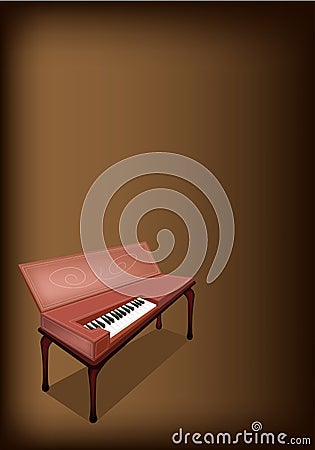 A Retro Clavichord on Dark Brown Background Vector Illustration