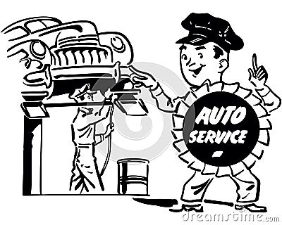 Automobile Repair Shop Vector Illustration