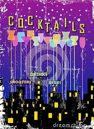 Retro cocktail bar sign, vector Vector Illustration