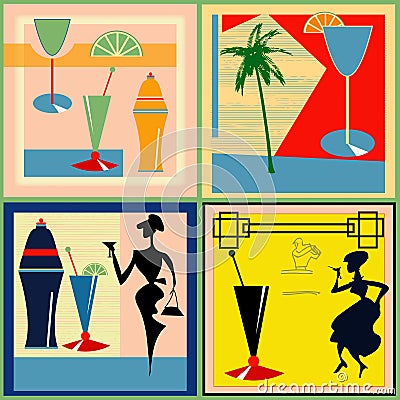 Retro Cocktail labels Vector Illustration