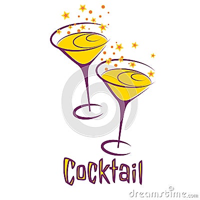 Retro cocktail party card Cartoon Illustration