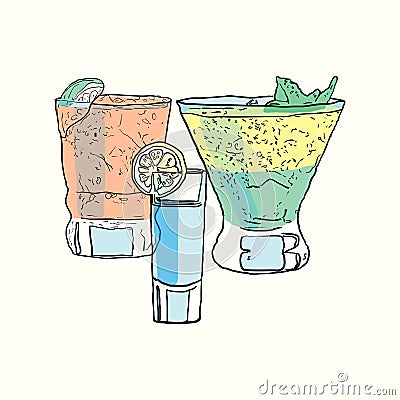 Retro cocktail party card. Cartoon Illustration