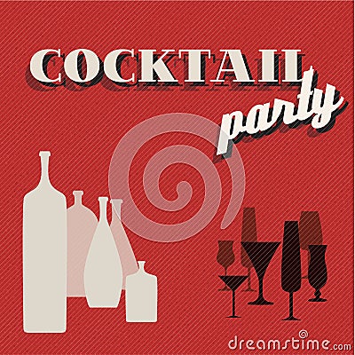 Retro Coctail party invitation card Stock Photo