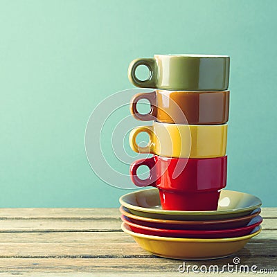 Retro coffee cups Stock Photo