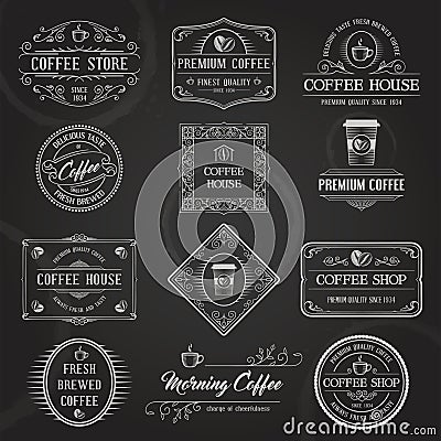 Retro Coffee Labels Black Vector Illustration