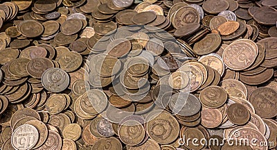 Retro coins of the USSR monetary grunge background Stock Photo