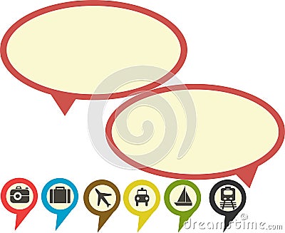 Retro color bubble talk with Travel badges check in icon Vector Illustration