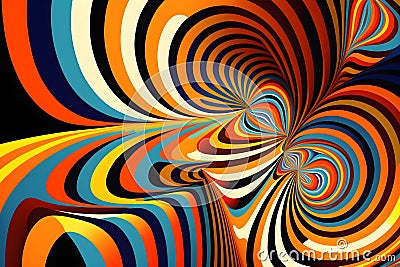 Retro color cheme abstract geometry background. Psychedelic vintage. Generative AI Cartoon Illustration