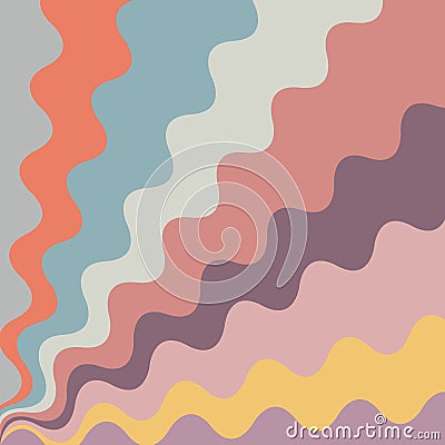 Retro colorful diagonal waves illustration Cartoon Illustration