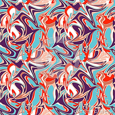 Retro colorful Seamless abstract marble pattern illustration in vector, Liquid marble vintage mood Cartoon Illustration
