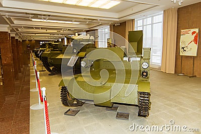 Retro combat armored vehicle exhibit military history Museum, Ekaterinburg, Russia, 05.03.2016 year Editorial Stock Photo