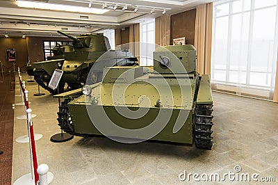 Retro combat armored vehicle exhibit military history Museum, Ekaterinburg, Russia, 05.03.2016 year Editorial Stock Photo