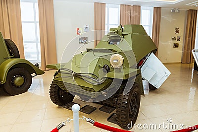 Retro combat armored vehicle exhibit military history Museum, Ekaterinburg, Russia, 05.03.2016 year Editorial Stock Photo