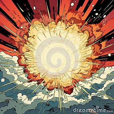 Retro Comic Book Style Supernova Explosion Art Cartoon Illustration