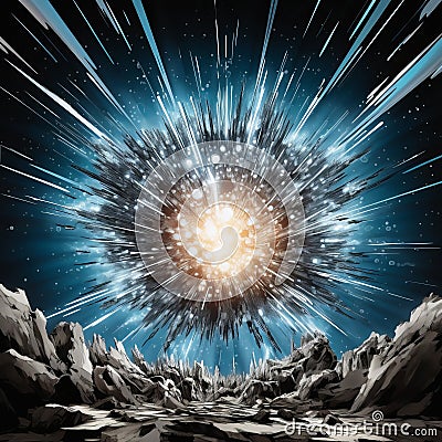 Retro Comic Book Style Supernova Explosion Illustration Stock Photo