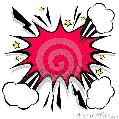 Retro comic design speech bubbles. Flash explosion with clouds Vector Illustration