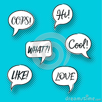 Retro comic speech bubbles pop art Vector Illustration