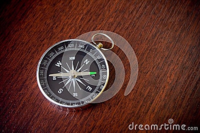 Retro compass on brown background Stock Photo