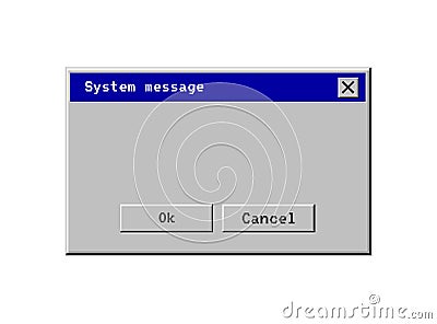 Retro computer window. Old user interface warning message. Retro browser and error message popup Vector Illustration