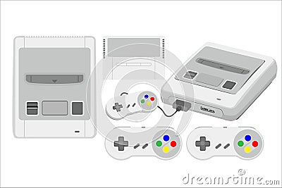 Retro console game element vector play flat element 90s controller gaming Vector Illustration