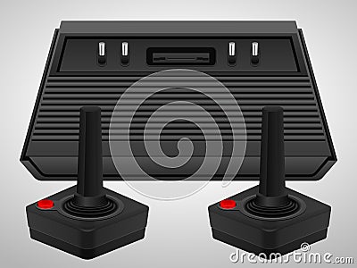 Retro console and joysticks Stock Photo