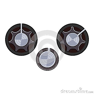 Retro control elements, dials and knobs. Technology, equipment conceptRetro control elements, dials and knobs. Technology, equipme Stock Photo