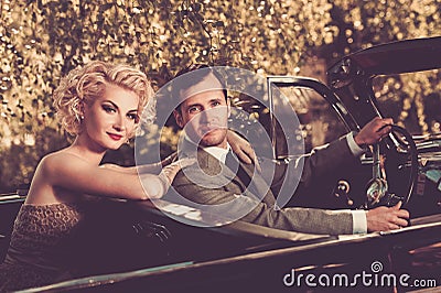 Happy couple in a car Stock Photo