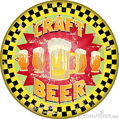 Retro craft beer advertising sign Vector Illustration