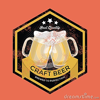 Retro Craft Beer Sign Vector Illustration
