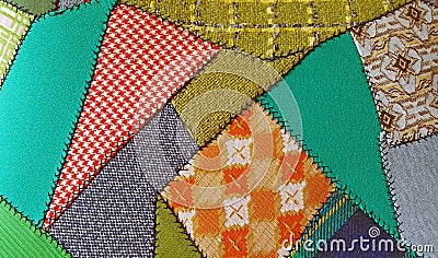Retro crazy patchwork quilt Stock Photo