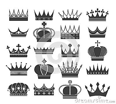 Retro crown silhouettes Vector Illustration
