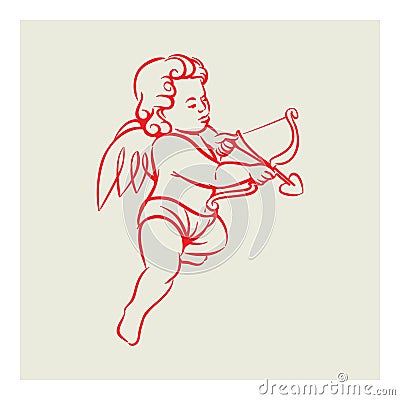 Retro Cupid Angel vector Vector Illustration