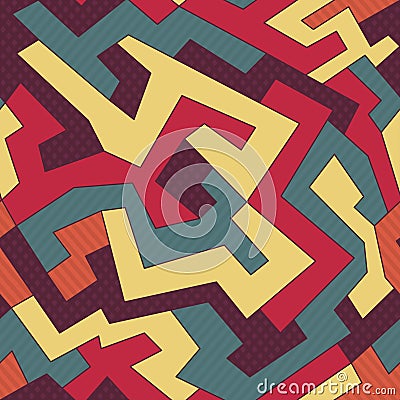 Retro curve seamless pattern Vector Illustration