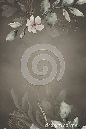 Retro delicate watercolor flowers on beige vintage background Stock Photo