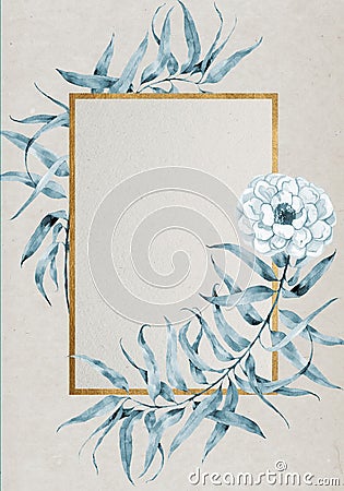 Retro delicate watercolor flowers on beige vintage background Stock Photo