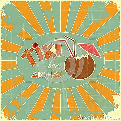 Retro Design Tiki Bar Menu Vector Illustration