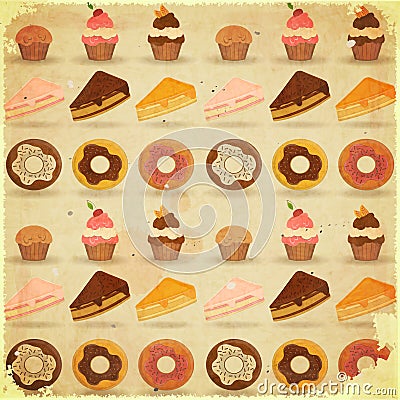 Retro Dessert Background Vector Illustration