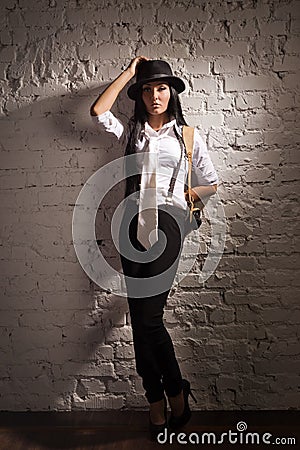 Retro detective girl Stock Photo