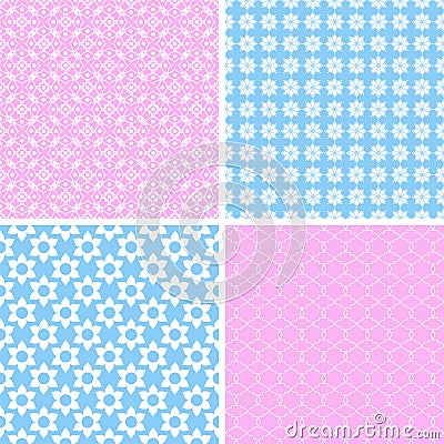 Retro different soft seamless patterns. Stock Photo