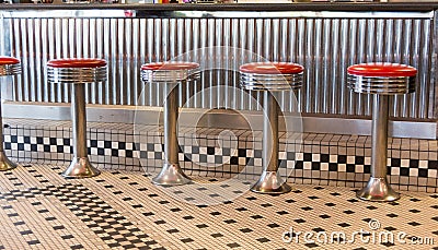 Retro Diner Stools Stock Photo