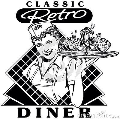 Retro Diner Waitress 2 Vector Illustration